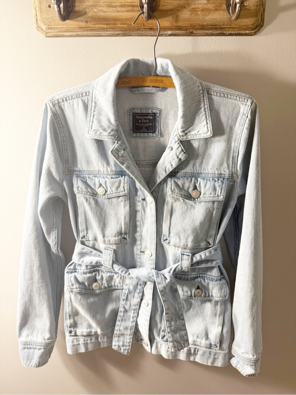 Abercrombie & Fitch Belted Light Wast Denim Jacket